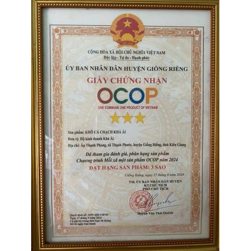 Giấy chúng nhận OCOP 3 sao - Khô cá chạch