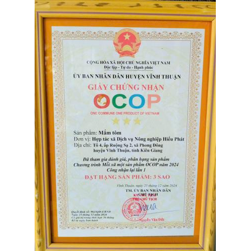 Bộ Giấy Tờ - Chứng Nhận Sản Phẩm Hợp Tác Xã Hiểu Phát